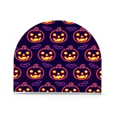 Imagem de JUZIHAI Suporte de guardanapo de abóbora engraçado de Halloween para mesa dispensador de guardanapo em pé de acrílico suporte de lenços de mesa independente para cozinha sala de jantar bar festa