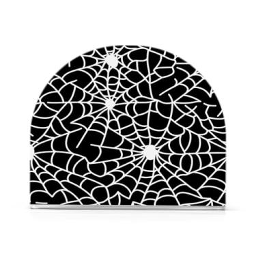 Imagem de JUZIHAI Suporte de guardanapo de teia de aranhas de Halloween para mesa dispensador de guardanapo de acrílico para mesa suporte de lenços independente para cozinha sala de jantar bar festa decoração