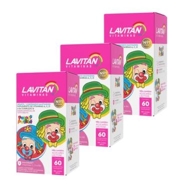 Imagem de Kit 3 Vitamina Lavitan Kids Infantil Sbr Tutti Frutti Mastig Sabor:Tut