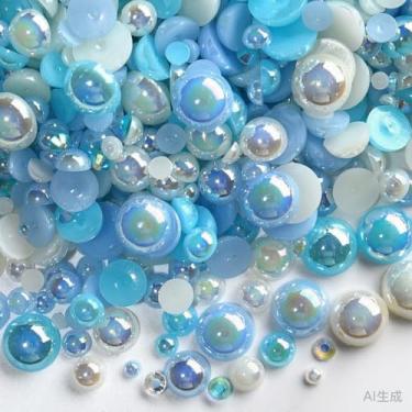 Imagem de 500 peças ABS pérolas semi-redondas e resina flatback strass tamanhos variados kit sortido para fazer joias DIY, arte de unhas, decoração de artesanato (cor 46)
