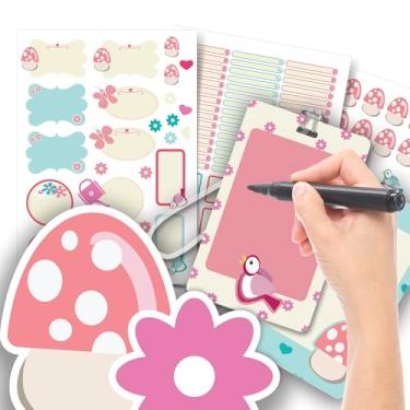 Imagem de Etiqueta Escolar Menina com TAG + Caneta (Flores Jardim, Etiquetas + 2 TAGs)