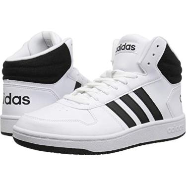 Imagem de adidas Tênis masculino Hoops 2.0 Mid, Branco/Preto/Preto, 10