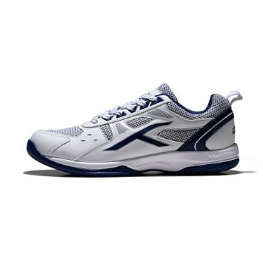 Imagem de HUNDRED Raze Non-Marking Professional Badminton Schuhe für Kinder/Junioren | Material Obermaterial: Poliéster, Sohle: Gummi | Geeignet für Hallentennis/Squash, Branco, azul-marinho, 36 EU