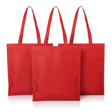 Imagem de Sacola Reutilizável TNT 100gr, Vermelho e Verde, 41x37cm com Alça 30cm, Material Não Tecido (3, Vermelho)