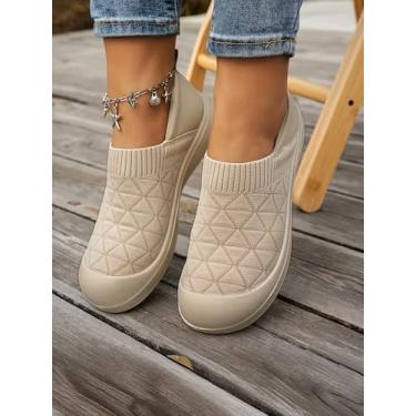 Imagem de Sapatos rasos com sensação de descalço para homens e mulheres, tênis sem cadarço para caminhada confortável, sapatos preguiçosos, sola plana, leve, casual, feminino, sapatos únicos bege, Bege, 36