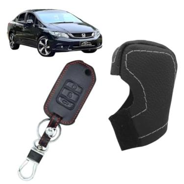 Imagem de Kit Capas Couro Manopla Câmbio Automático + Chave Canivete Civic Lxs 2023