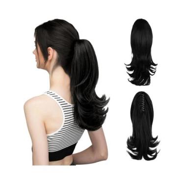 Imagem de Extensões De Cabelo Sintético Em Rabo De Cavalo Com Clipe De 14 Polega