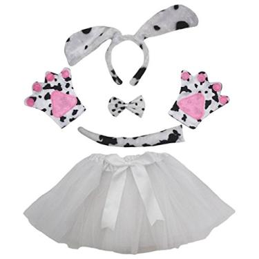 Imagem de Petitebella Tiara de cachorro com laço e luvas tutu para mulheres, 5 peças, Dálmatas, tamanho �nico