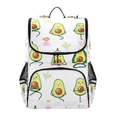 Imagem de Back to School Bag Personalized Cute Green Avocados White Backpack for Girls Kids Daypack Book Bag Elementary Kids Backpack for Boys, 18L
