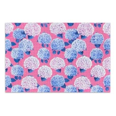 Imagem de Quebra-cabeça adulto 500 peças divertido bobo rígido grande paisagem floral azul branco hortênsias rosa, 50 x 35 centímetros
