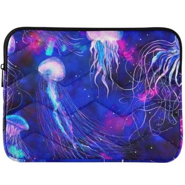 Imagem de Capa para notebook Jellyfishes Space colorida azul para laptop MacBook Pro 13 polegadas capa universal para laptop de 13 a 14 polegadas fofa