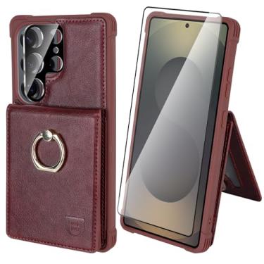 Imagem de VANAVAGY Capa carteira compatível com Galaxy S25 Ultra para mulheres e homens, capa de telefone flip com fecho magnético de couro sintético com porta-cartões e bolso de moedas para S25 Ultra 17,5 cm,