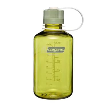 Imagem de Nalgene Garrafa de água Tritan livre de BPA à prova de vazamento - boca estreita de 473 ml - Feita nos EUA para uso externo e hidratação diária - Emoção e movimento (endívia com verde óleo)