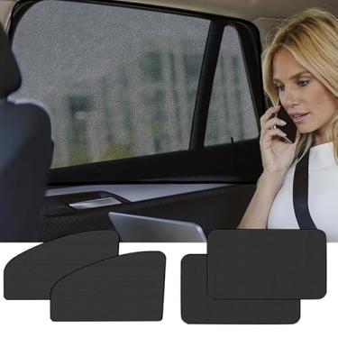 Imagem de 4 peças de persianas de janela de carro, cortinas de privacidade de bloqueio de luz de carro para amamentação, tirar uma soneca, trocar de roupa, proteção solar, viagens e descanso, preto