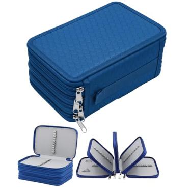 Imagem de Estojo Escolar Box, Grande, com 3 Divisórias e 72 Elásticos, Feminino, Masculino, Zíper e Tecido Resistentes, com Alça, Qualidade Premium (Azul)