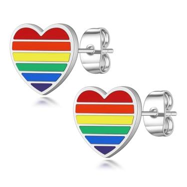 Imagem de Brincos masculinos Lgbt Rainbow Studs 316L Aço Inoxidável Gay Lésbica Orgulho Gay Lésbica Banhado a Ouro 18K / Preto Arma Gay & Lésbica Orgulho Hip-Hop Fashion Jewelry SE0009, onesize, Metal, Sem