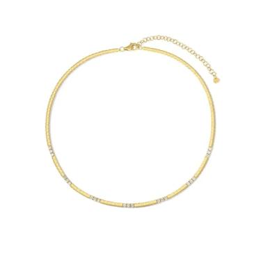 Imagem de Lulu Mel Colar ou pulseira de tênis de elos de caixa de 3 mm para mulheres, corrente de zircônia cúbica banhada a ouro amarelo 14K com extensão, joia empilhável para todos os dias, presente perfeito