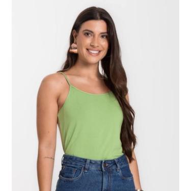 Imagem de Blusa Feminina de Alças Básica Rovitex Verde, GG, Verde