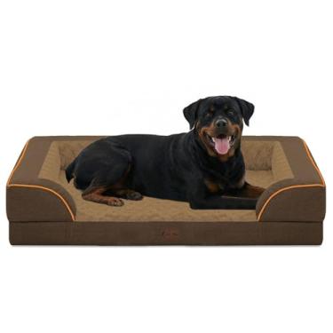 Imagem de Casa Paw Camas ortopédicas para cães de tamanho extragrande, cama impermeável de espuma viscoelástica GG para animais de estimação com laterais 122 x 76 cm, antiderrapante e de espuma de ovo com capa