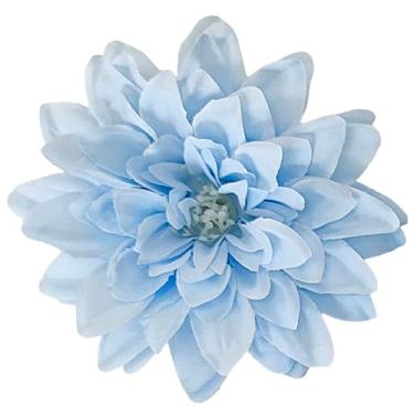 Imagem de Flores artificiais de dália azul de seda de 12,7 cm, 30 peças, cabeças de flores falsas para artesanato, flores falsas grandes para festa de casamento, escritório em casa, chapéu, decoração de parede