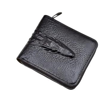 Imagem de Carteira masculina dobrável com zíper e vários bolsos para dinheiro e moedas, design fino, material durável, Marrom, Minimalista