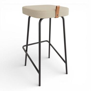 Imagem de Banqueta Alta Cozinha E área Gourmet Vik Estofada Linho Bege - Desk Design