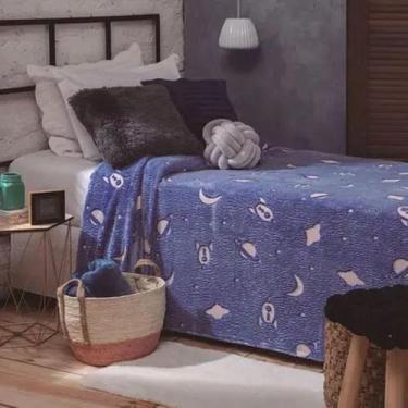 Imagem de Manta que Brilha no escuro Planeta 1,50m x 2,00 Azul Jolitex - Jolitex