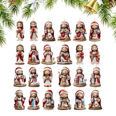 Imagem de Calendário de contagem regressiva – Natal 24 dias Jesus calendário de contagem regressiva, ornamento de acrílico, decoração 2D para atividades de parede, reunião em casa, festival, festa