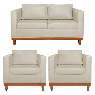 Imagem de Kit Sofa 2 Lugares E 2 Poltronas Europa Bouclé Adj Decor Bege