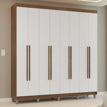 Imagem de Guarda-roupa Casal Com Pés 8 Portas Batentes Rustic-branco-rustic Venus Madesa