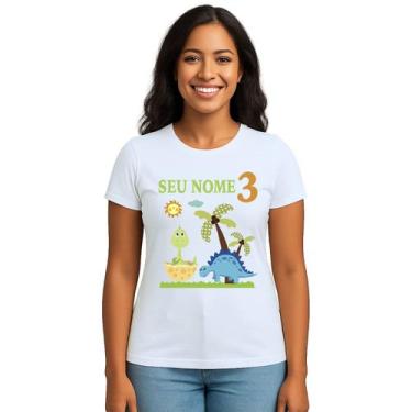 Imagem de Camiseta Dinossauros Aniversário Estampa Personalizada - Use P4, Branc
