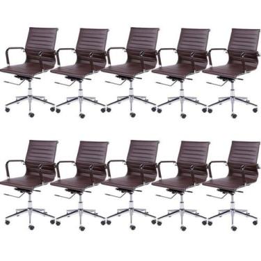 Imagem de Kit 10 Cadeiras Escritório Diretor Esteirinha Rodízio Relax material s