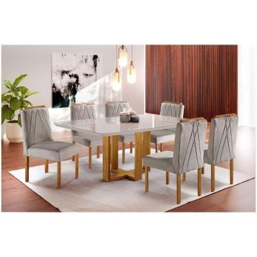 Imagem de Conjunto Sala De Jantar 6 Lugares 6 Cadeiras Mel Off White