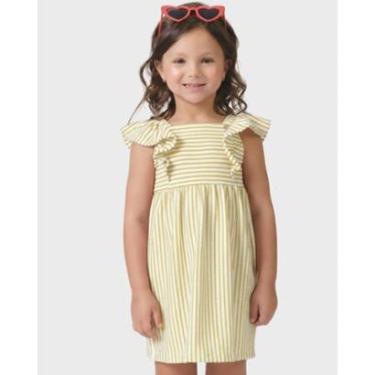 Imagem de Vestido menina manga babado leve verão fresquiho infantil - Vermelho e Amarelo - Menina 1 a 4 anos-Feminino