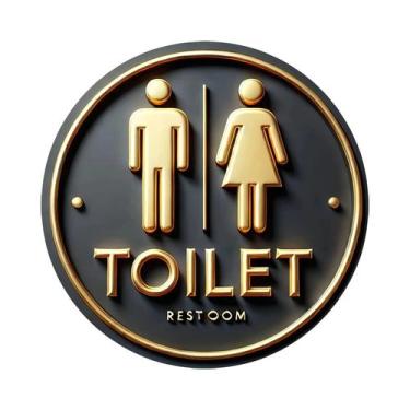 Imagem de Placa Redonda De Ferro Vintage Elegante Para WC/Banheiro 7.87x7.87 Pol