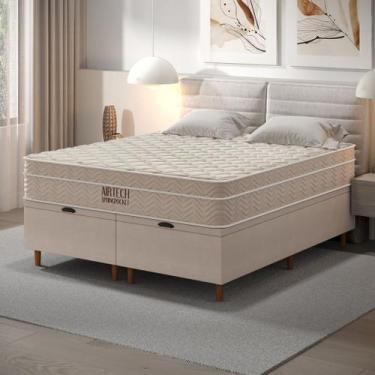 Imagem de CAMA BOX BAÚ BLINDADO QUEEN COM COLCHÃO MOLAS ENSACADAS ORTOBOM AIRTEC