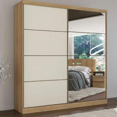 Imagem de Guarda-roupa Casal 2 Portas 6 Gavetas 100% MDF com Espelho 222cm X 230
