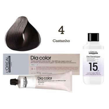 Imagem de Tonalizante Dia Color 4 Castanho + Emulsão Reveladora 15v  L'Oréal Pro