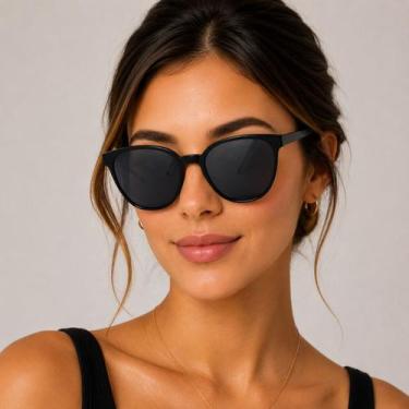 Imagem de Óculos De Sol Feminino Moda Vintage Retrô Lançamento + Case Preto Pret