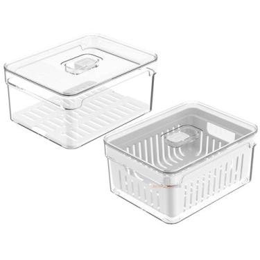 Imagem de Kit 2 Organizadores Porta Mantimento 2,2 Litros Geladeira Fruta Verdur