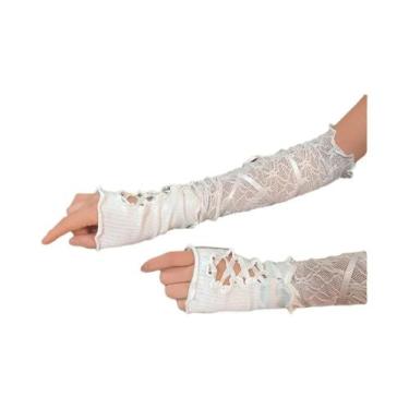 Imagem de Luvas Pretas De Renda Sem Dedos Para Mulheres, Estilo Gótico Punk, DIY