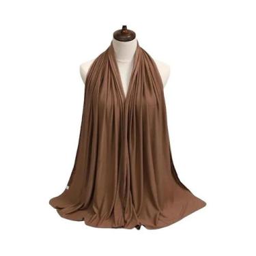 Imagem de Lenço Hijab De Algodão Modal Macio Para Mulheres, Xale Muçulmano Longo