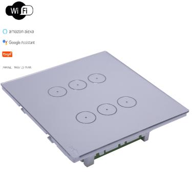 Imagem de Interruptor Touch Wi-Fi Tok Glass 6 Botões Prata 4X4 Lumenx