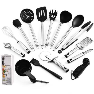 Imagem de Conjunto de Utensílios De Cozinha Completo Em Silicone e Inox Kit Com 23 Peças