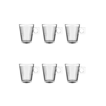 Imagem de Kit Jogo 6 Xícaras Em Vidro Lines Coffe Time 80Ml