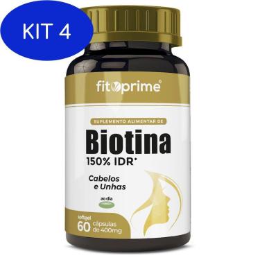 Imagem de Kit 4 Biotina 150% Cabelos Unhas Firmeza & Crescimento 60 Cápsulas