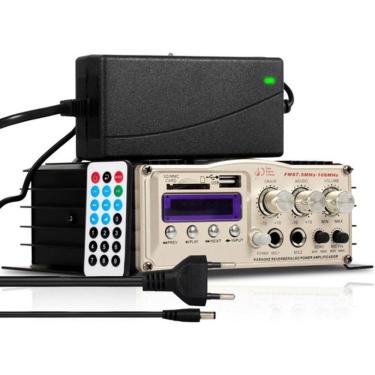Imagem de Amplificador Áudio Som Com Bluetooth Receiver 200w Rádio Fm + Fonte 12w 5a