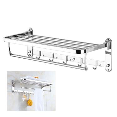 Imagem de Toalheiro Varal Suporte Roupa Preteleite Inox Porta Toalha Gancho Multiuso Banheiro Casa Lavanderia Hotel Pousada Organizaçao