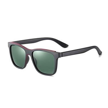 Imagem de Bestgift Óculos de sol masculinos clássicos vintage polarizados, Armação preta verde, 146MM