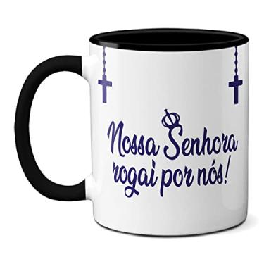 Imagem de Caneca Rosário Nossa Senhora Aparecida Rogai Por Nós Terço (Preta)